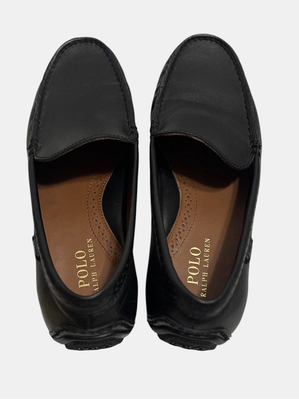 Mens Polo Ralph Lauren Black Redden Driving Leather Loafers Slip-On Shoes Size 9